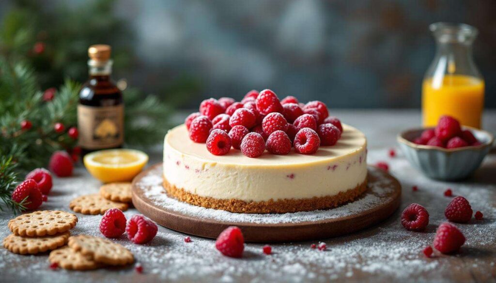 Avec des framboises surgelées, voici un cheesecake qui plait à coup sûr ! (Il est parfait pour les fêtes de fin d'année !)