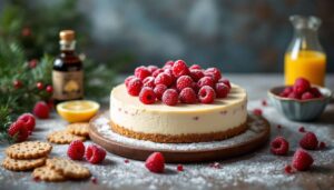 Avec des framboises surgelées, voici un cheesecake qui plait à coup sûr ! (Il est parfait pour les fêtes de fin d'année !)