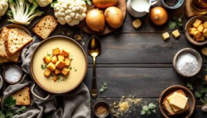 Ce velouté chou‑fleur‑pomme de terre est si doux qu’il fond en bouche… à accompagner impérativement de croûtons dorés