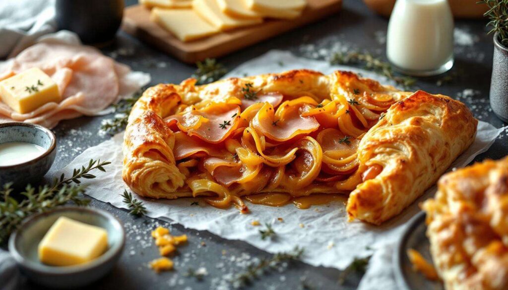 Mon feuilleté camembert–jambon–oignons : la recette “riche mais tellement gourmande” que tout le monde me réclame