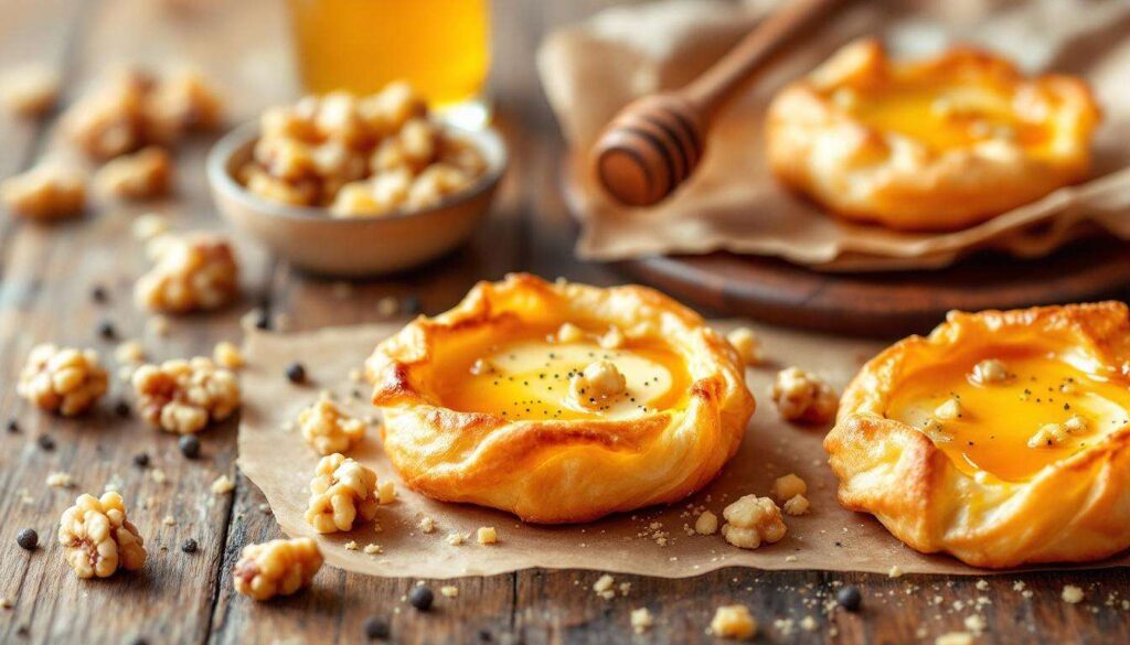 Mini feuilletés au brie, au miel et aux noix (recette apéritive express)