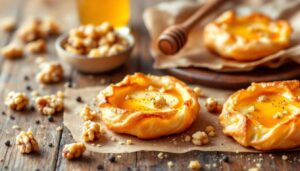 Mini feuilletés au brie, au miel et aux noix (recette apéritive express)
