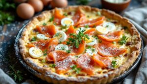 Un crémeux inattendu pour vos dîners d’hiver : cette quiche sans pâte poireaux et saumon fait chavirer les papilles en un tour de main