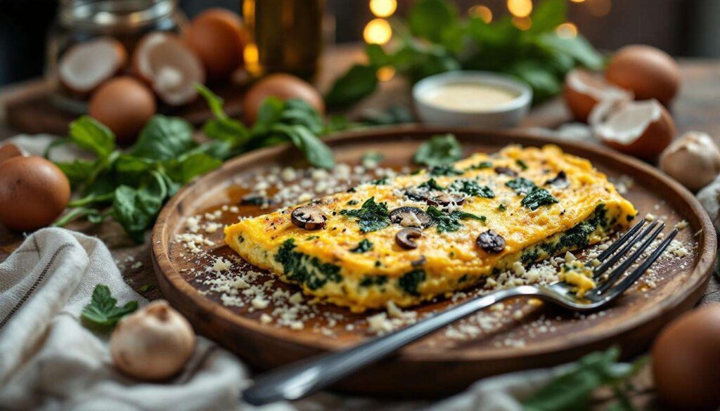 Tout le moelleux de l’hiver dans cette omelette épinards-champignons au four. Facile à faire et prête en 10 minutes seulement