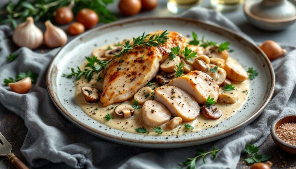 Poulet en cocotte à la crème et aux champignons : simple, fondant et bien gourmand