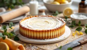 Tarte fromage-crème comme chez le pâtissier : un dessert divin saupoudré de sucre glace