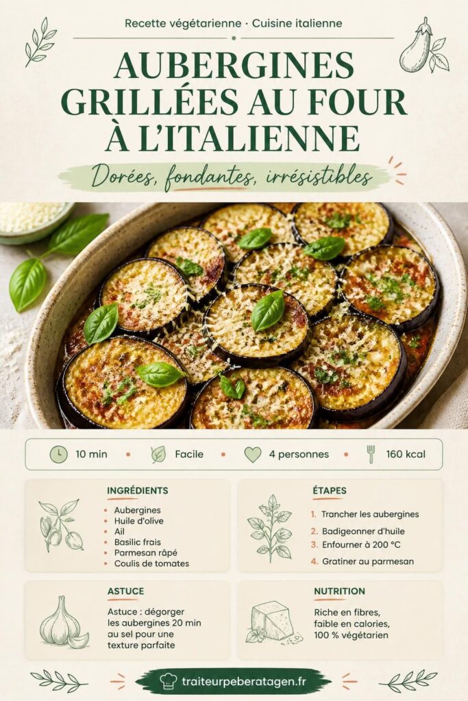 Aubergines grillées au four à l'italienne avec parmesan et basilic frais, recette facile et végétarienne