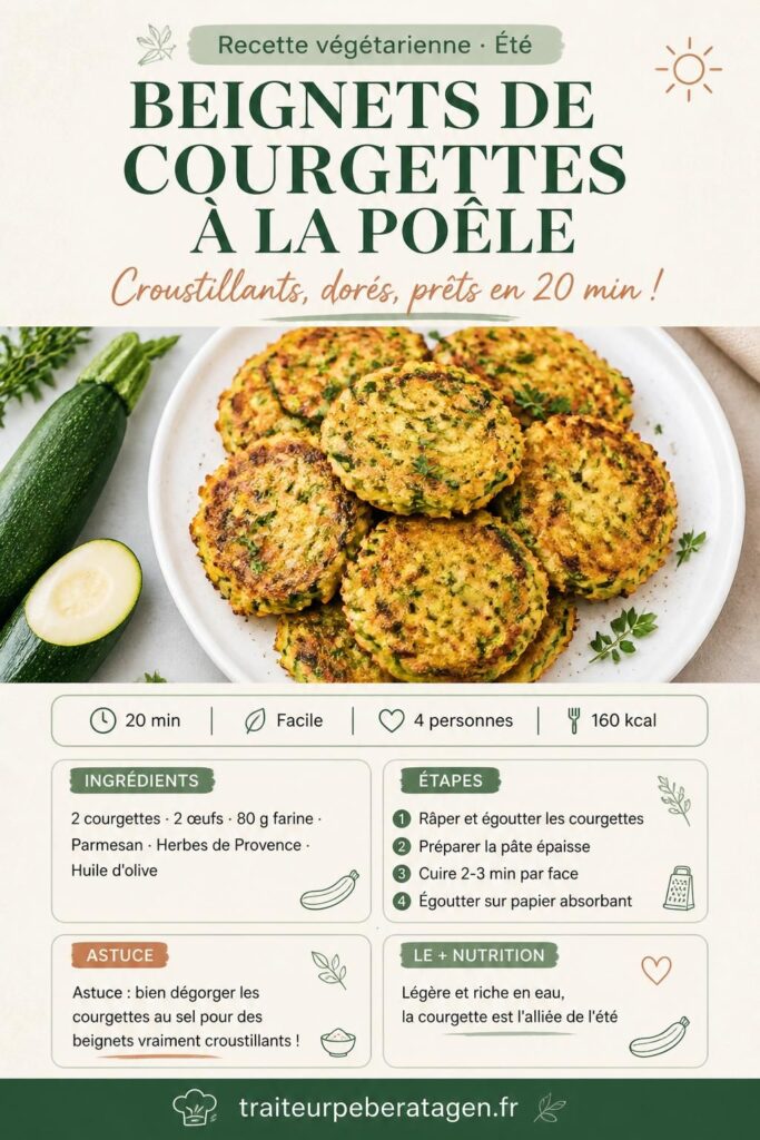 Beignets de courgettes à la poêle dorés et croustillants — recette facile