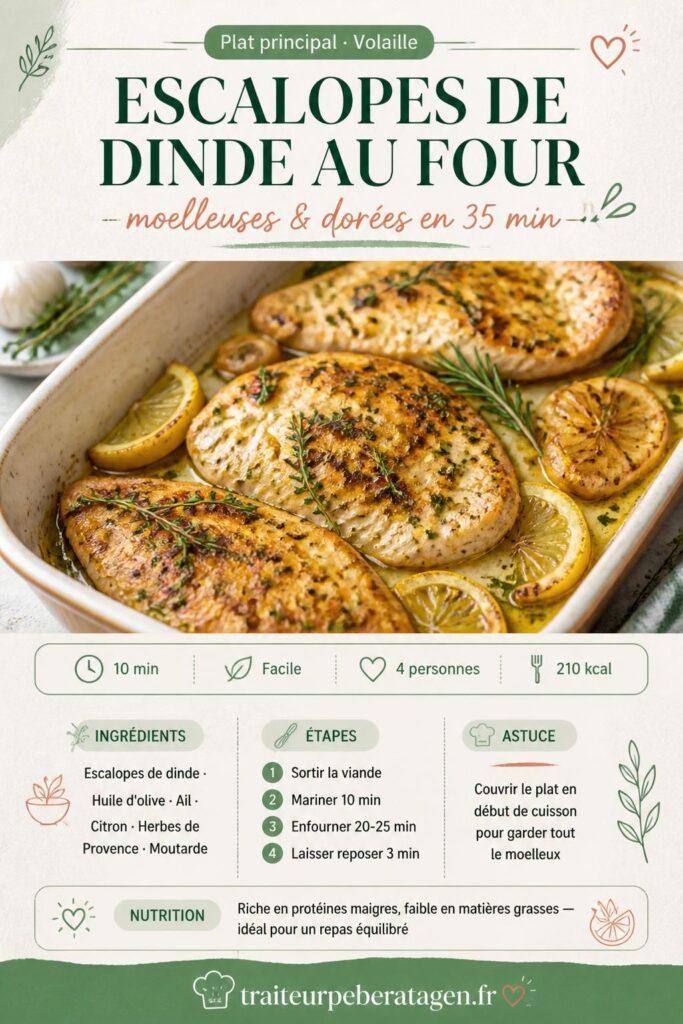 Escalopes de dinde au four moelleuses et dorées, recette facile en 35 minutes
