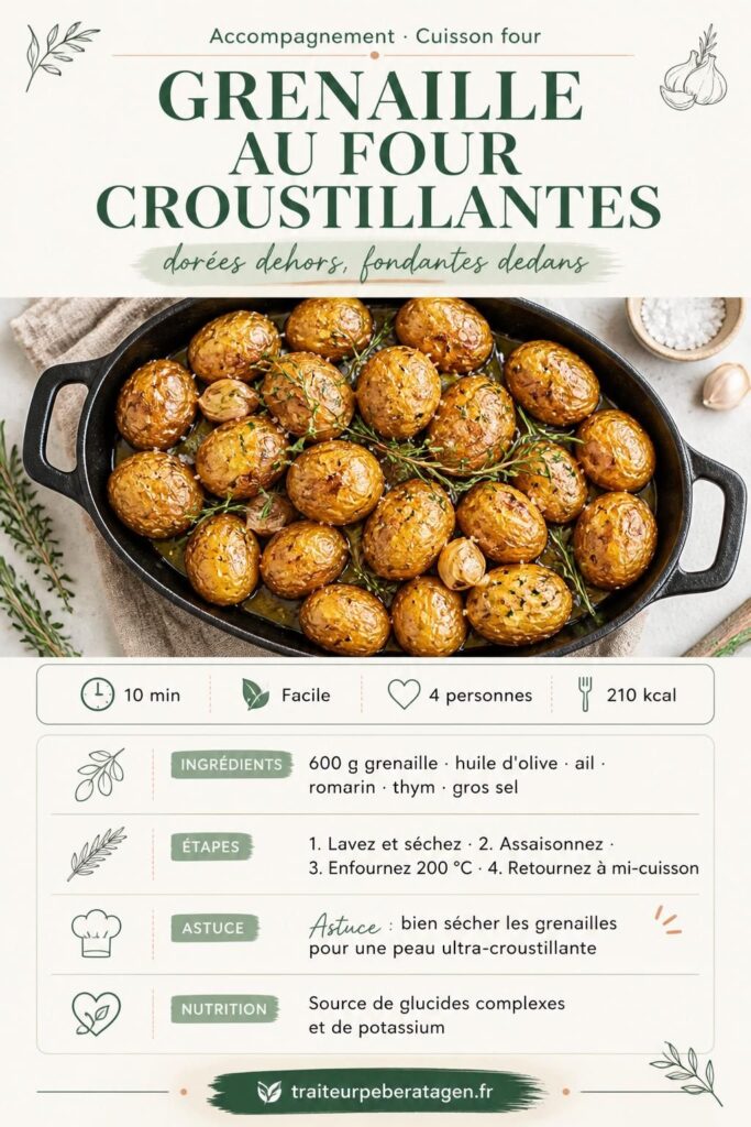 Pommes de terre grenaille au four croustillantes avec romarin et ail, recette facile