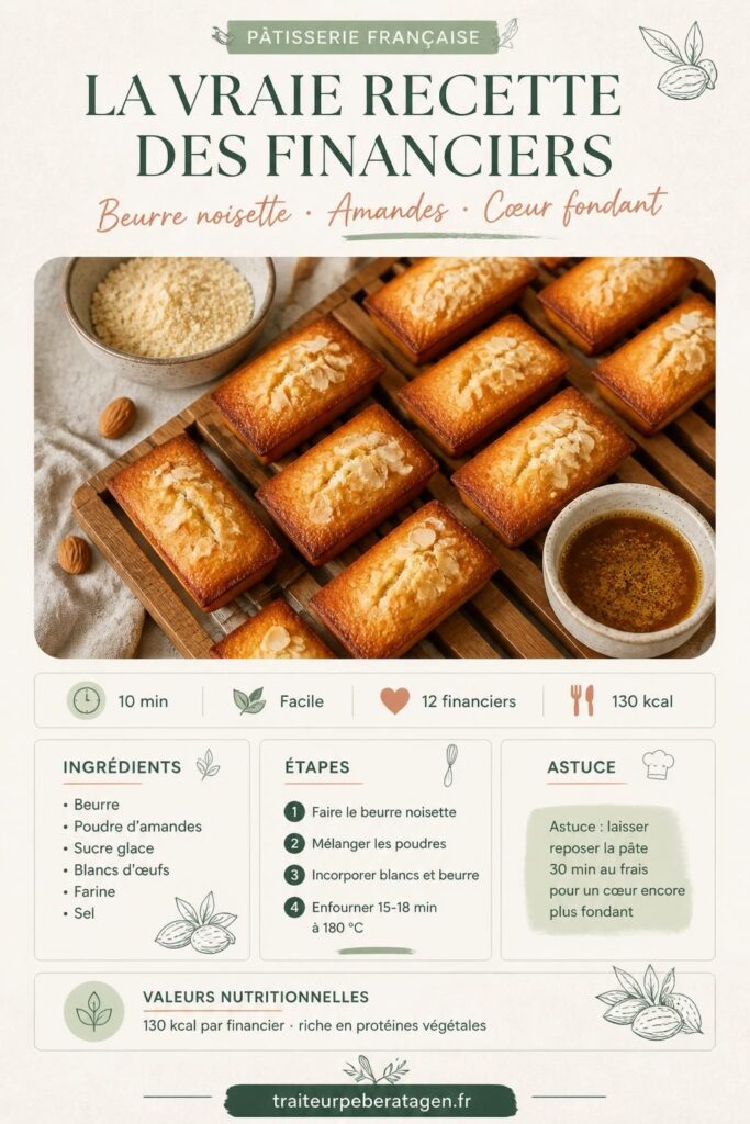 La vraie recette des financiers maison : beurre noisette, poudre d'amandes, dorés et moelleux